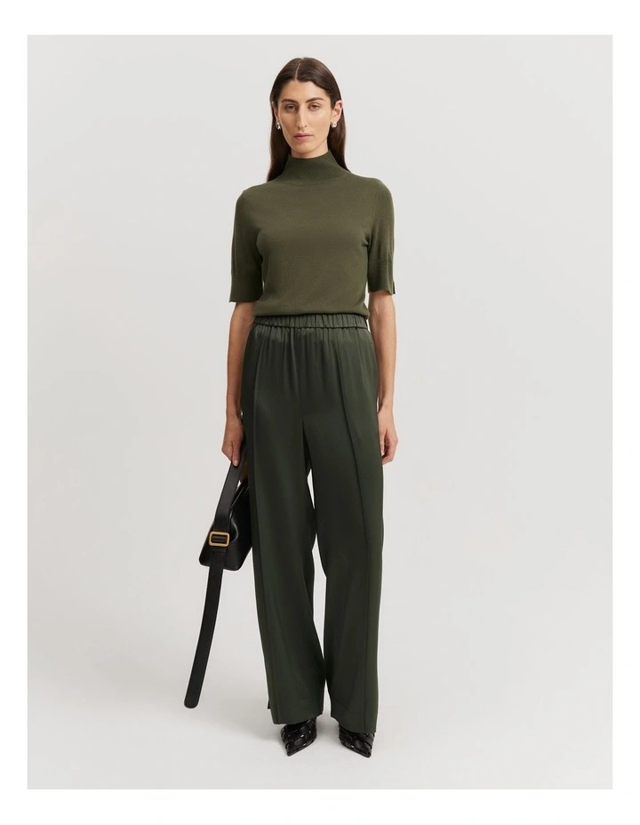 Satin Pull-on Pant in Hunter Green image 3