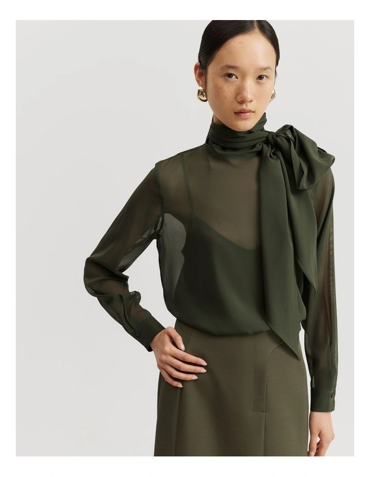 Pussybow Blouse in Hunter Green image 1