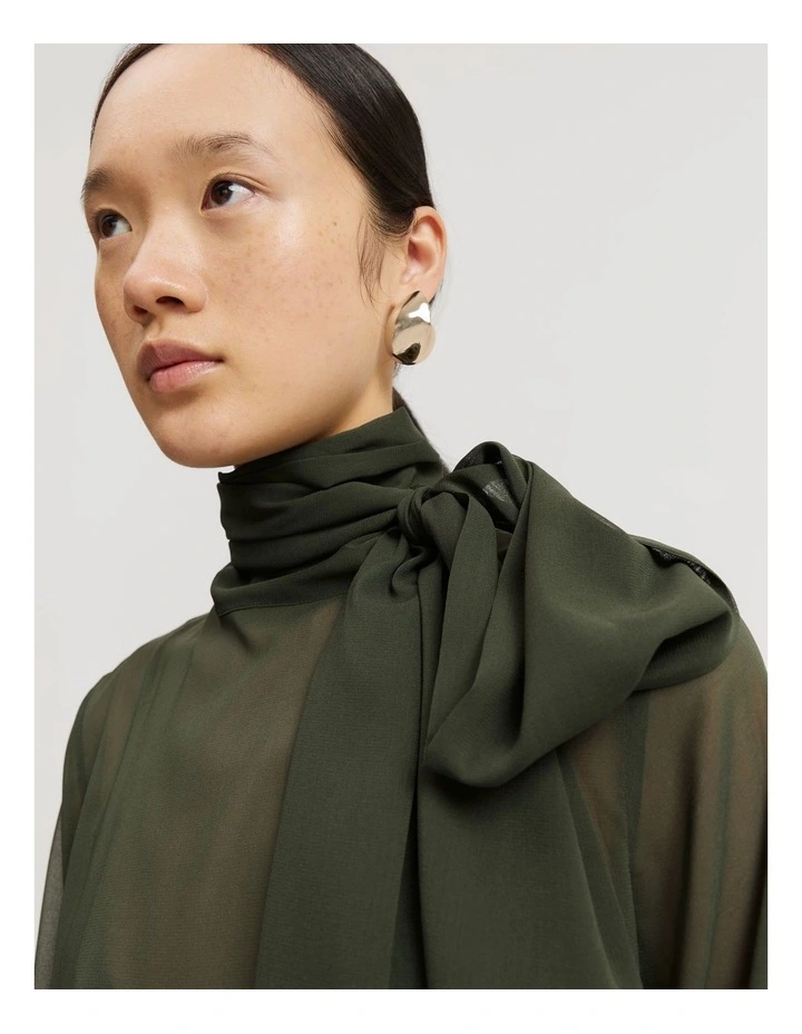 Pussybow Blouse in Hunter Green image 2