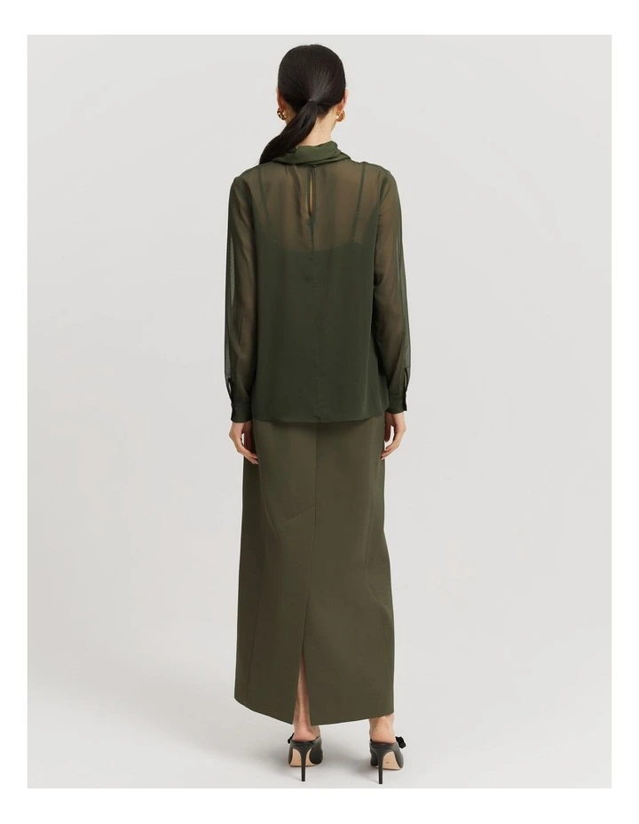 Pussybow Blouse in Hunter Green image 4