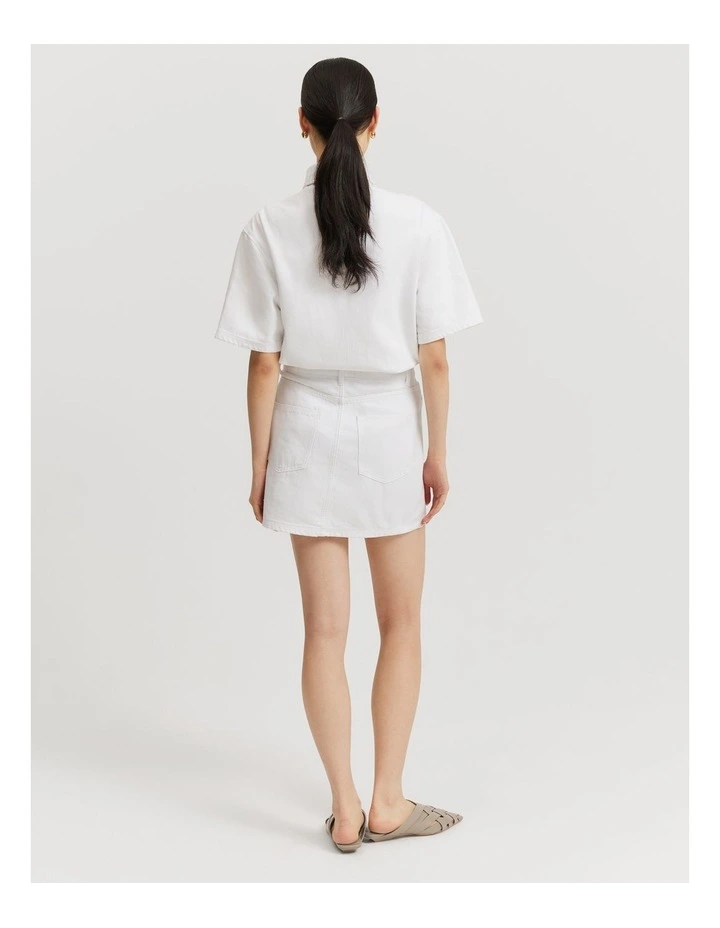 Denim Mini Skirt in White image 4