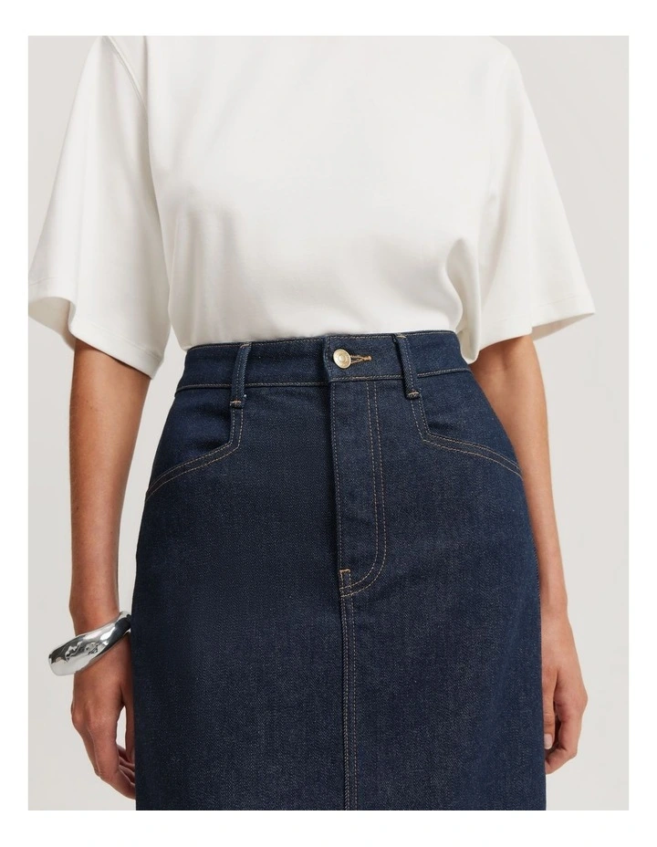 Pencil Midi Skirt in Raw Blue image 2