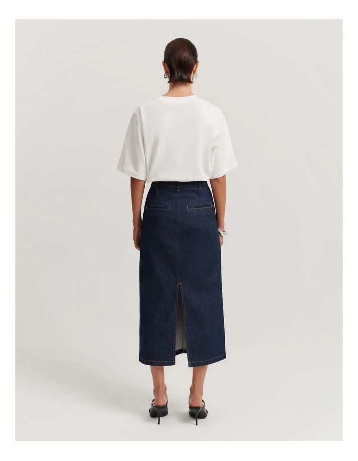 Pencil Midi Skirt in Raw Blue image 4
