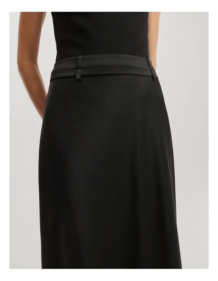 Column Satin Skirt in Black image 2