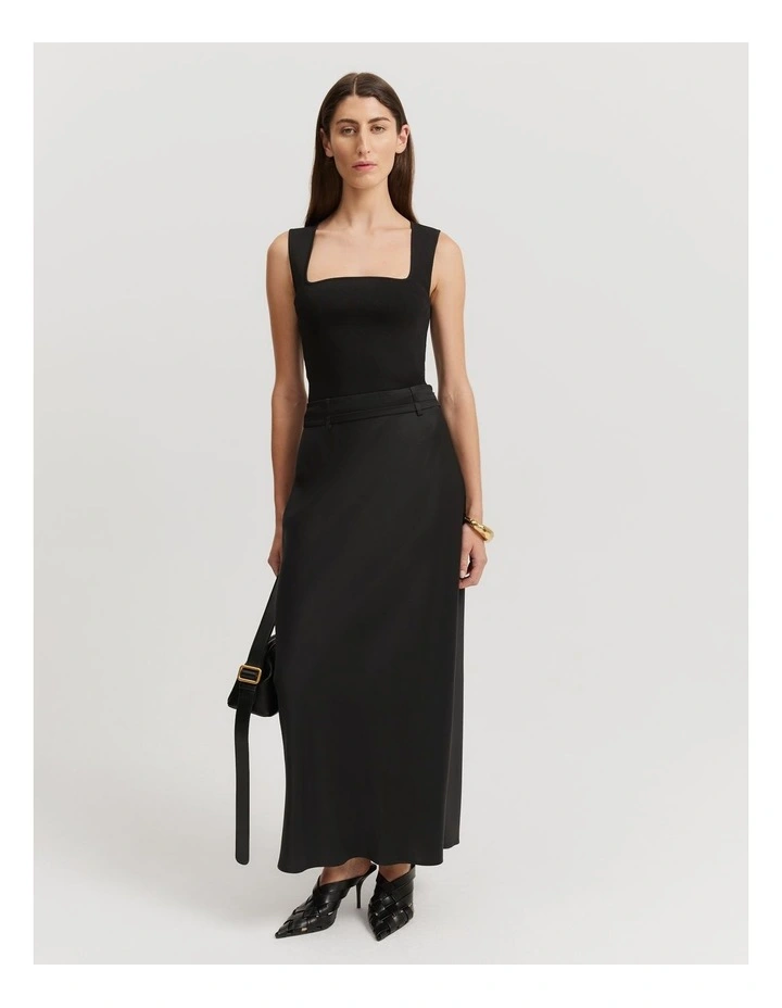 Column Satin Skirt in Black image 3