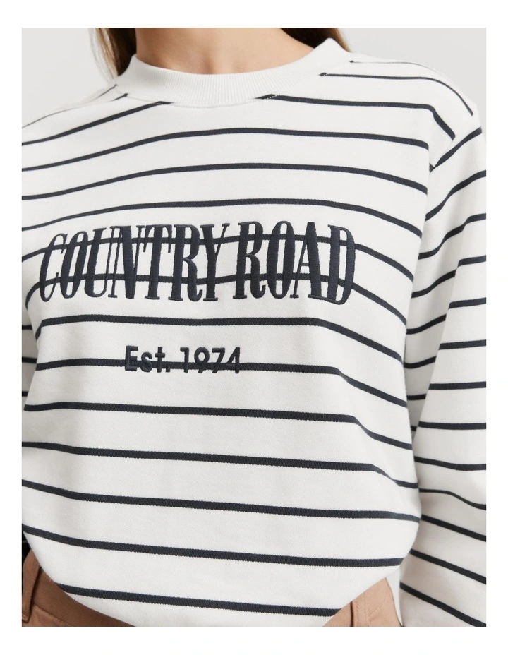 Country Road Cotton Heritage Sweat Top in Navy Stripe MYER