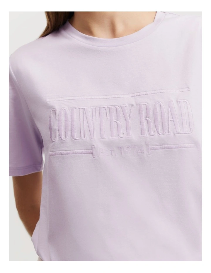 Verified Australian Cotton Heritage Embroidered T-shirt in Lilac image 2