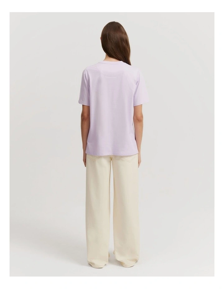Verified Australian Cotton Heritage Embroidered T-shirt in Lilac image 4