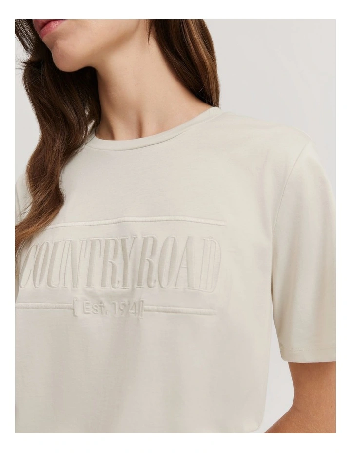 Cotton Heritage Embroidered T-shirt in Cloud image 2