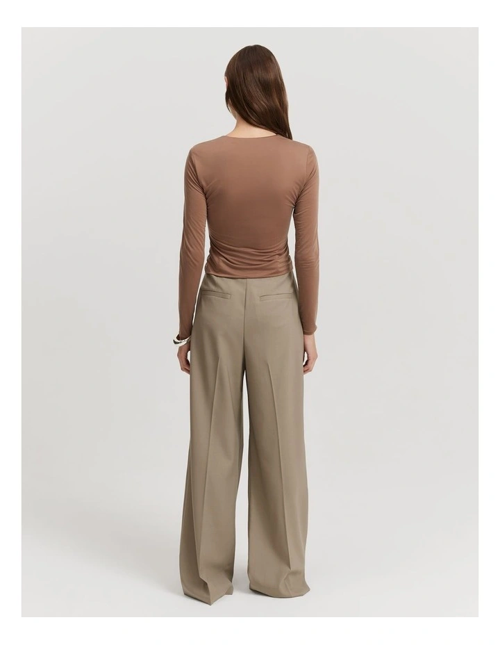 Cupro Jersey Crop Long Sleeve Top in Biscuit image 4