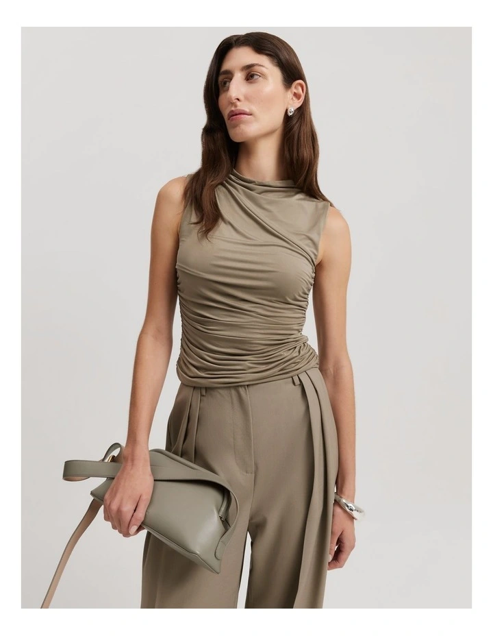 Cupro Jersey Tank in Sicilian Olive image 2