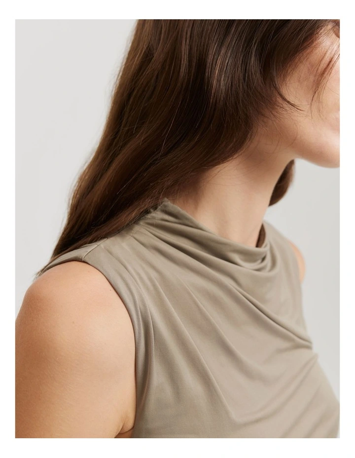Cupro Jersey Tank in Sicilian Olive image 4