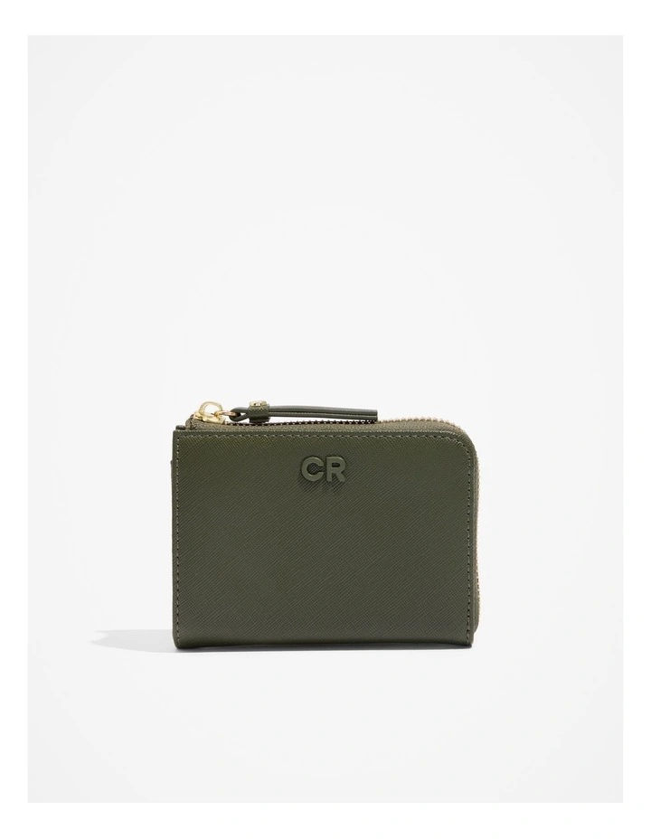 Small CR Zip Wallet in Dark Olive image 1