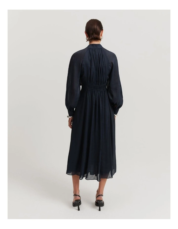 Pussybow Midi Dress in Midnight Blue image 5
