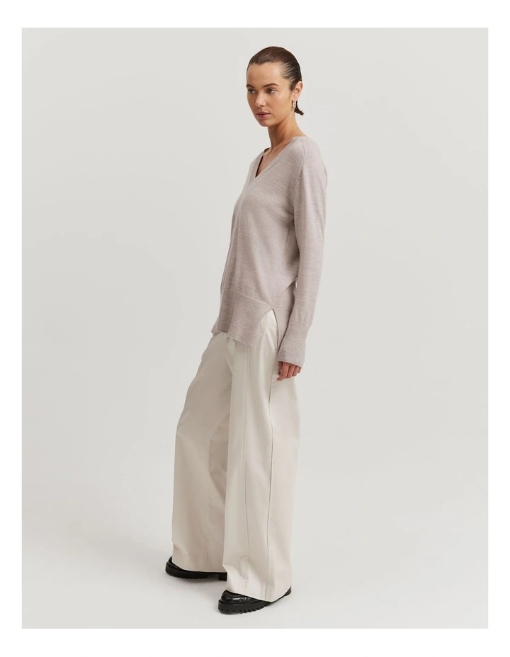 Verified Australian Merino Wool V-neck Knit in Nougat Marle image 1
