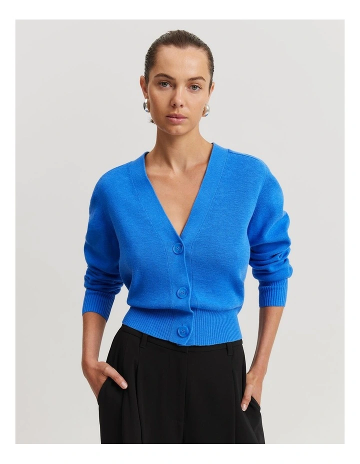 Cotton Linen Cardigan in Ocean image 1