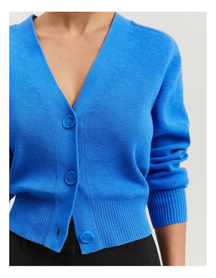 Cotton Linen Cardigan in Ocean image 2