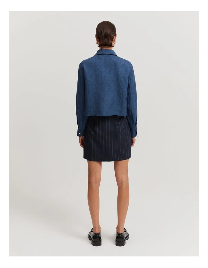 Cropped Linen Shirt in Twilight image 4
