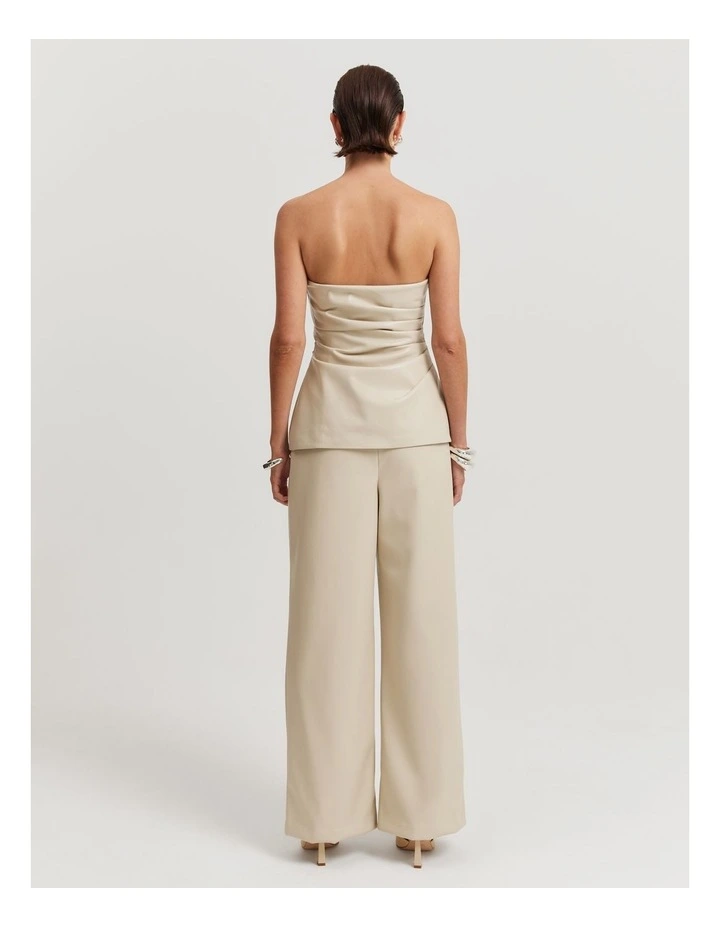 Tucked Strapless Top in Oat Milk image 4
