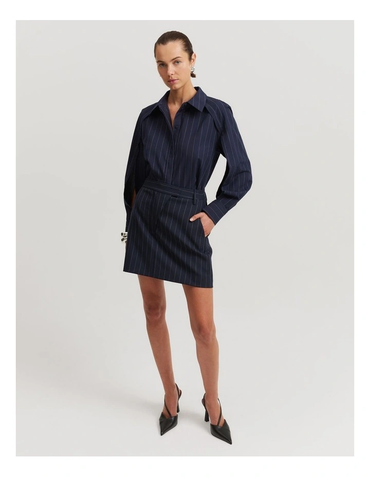 Mini Wool Skirt in Midnight Stripe image 1