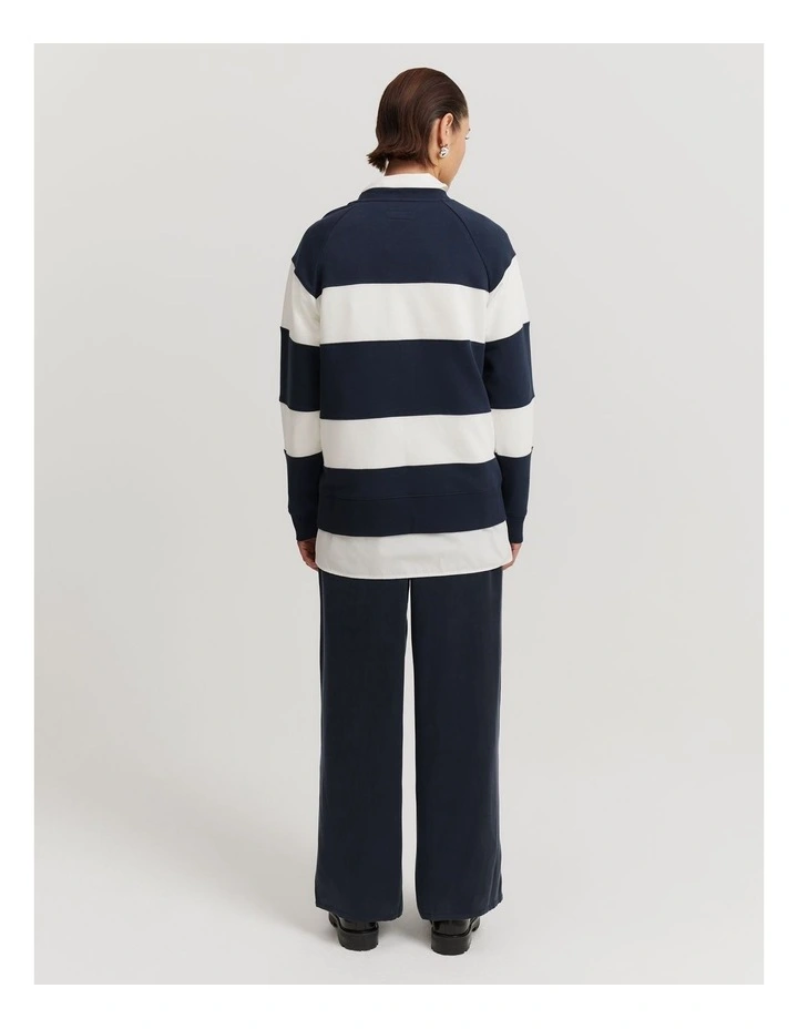 Cotton Stripe Raglan Sweat in Navy Stripe image 4