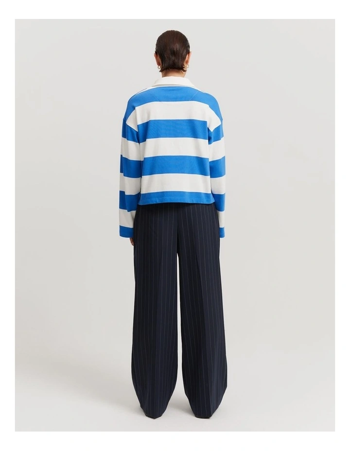 Australian Cotton Stripe Long Sleeve Rugby Top in Ocean Stripe image 4