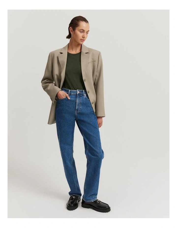 Cotton Long Sleeve Slub T-Shirt in Hunter Green image 2
