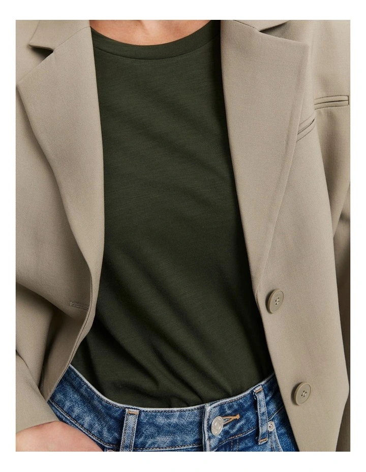 Cotton Long Sleeve Slub T-Shirt in Hunter Green image 3