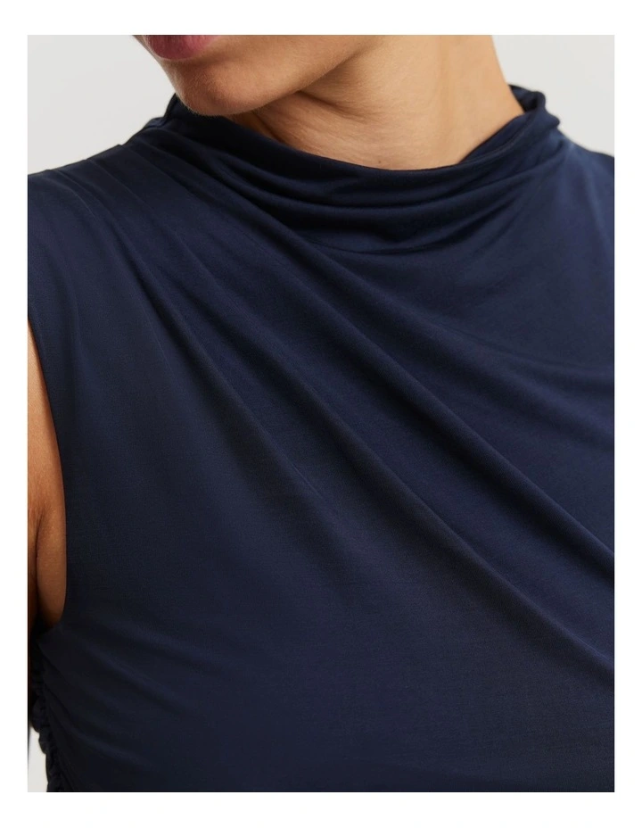 Cupro Jersey Tank in Navy image 2