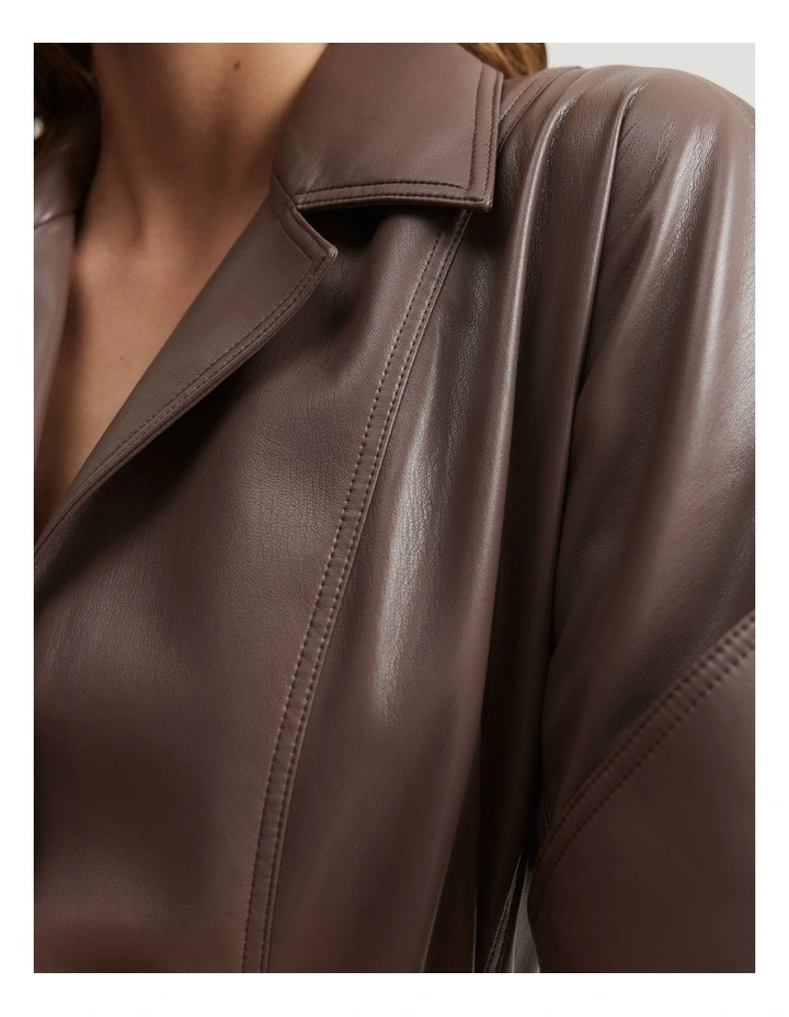 Green High collar ruffle-detail shirt dress 94465 main image 0