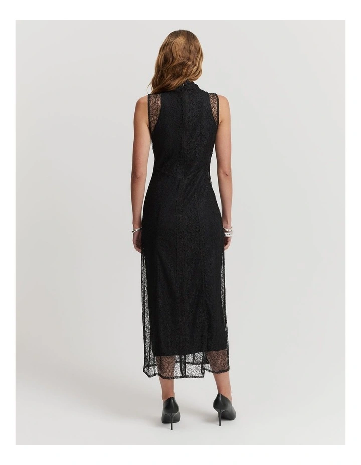 Lace Midi Dress in Black image 5