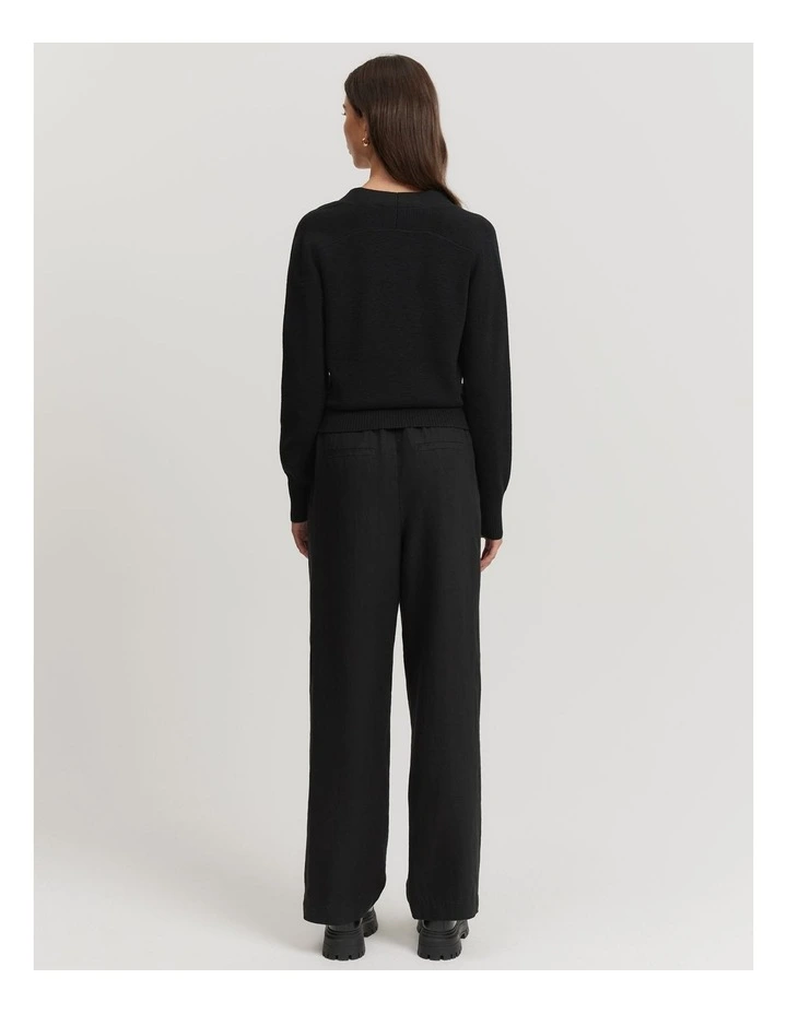 Organically Grown Cotton Linen Cardigan in Black image 4