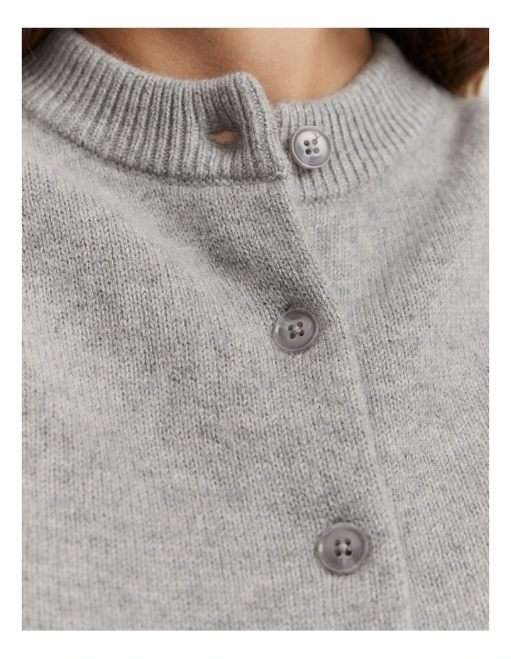 Gcs-certified Cashmere Blend Button Knit Vest in Light Grey Marle image 2