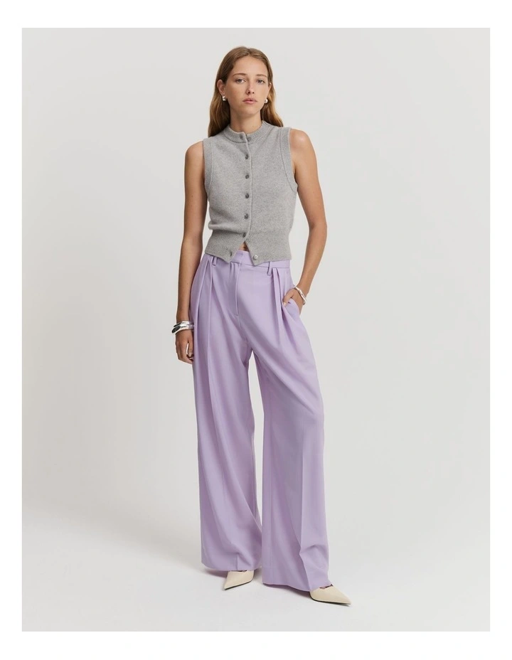Gcs-certified Cashmere Blend Button Knit Vest in Light Grey Marle image 3