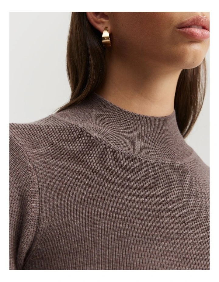 Australian Merino Mock Neck Knit in Truffle Marle image 3
