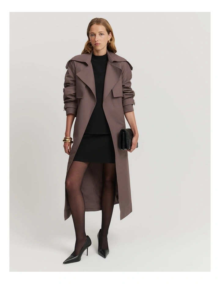 Organically Grown Cotton Trench Coat in Truffle image 1