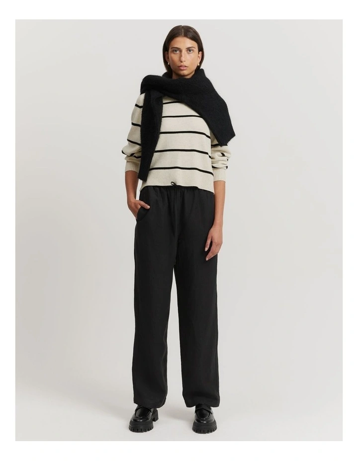 Organically Grown Linen Pull-on Pant in Black image 1