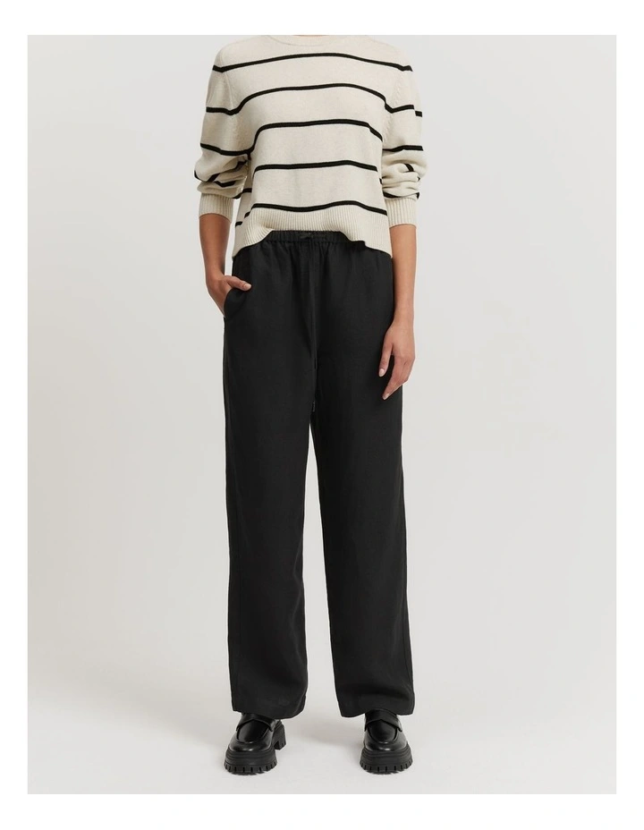 Organically Grown Linen Pull-on Pant in Black image 2