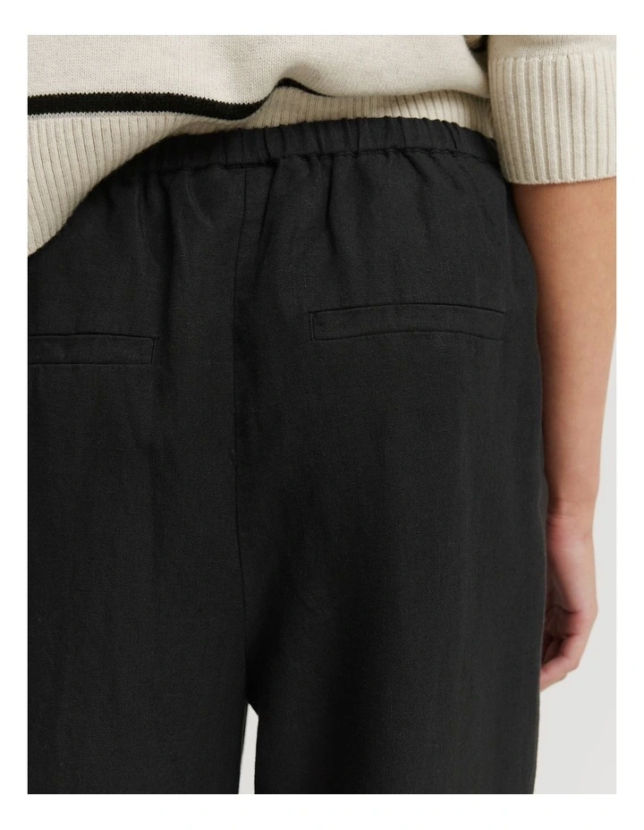 Organically Grown Linen Pull-on Pant in Black image 3