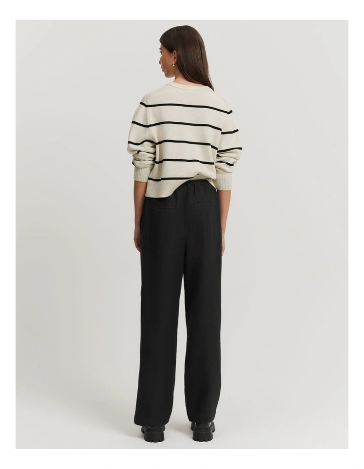 Organically Grown Linen Pull-on Pant in Black image 4