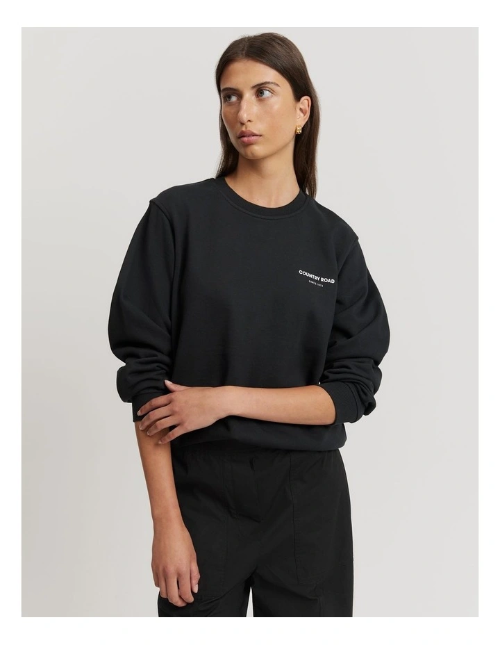 Cotton Relaxed Fit Sweat in Black image 1