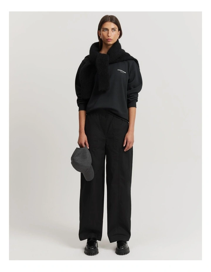 Cotton Relaxed Fit Sweat in Black image 2