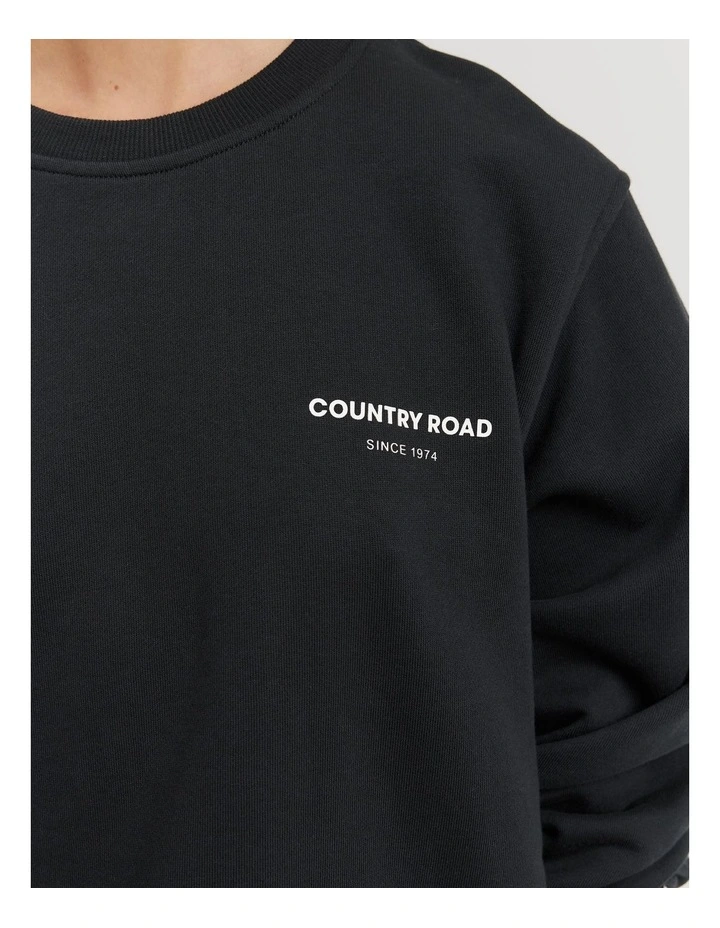 Cotton Relaxed Fit Sweat in Black image 3