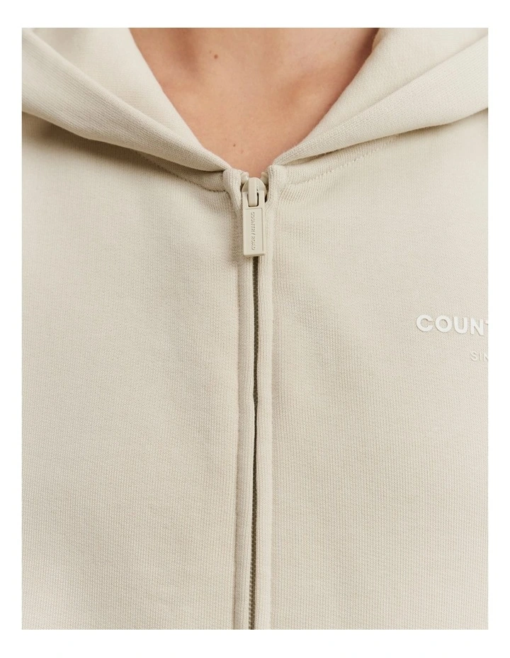 Australian Cotton Crop Zip Hooded Sweat Top in Cloud image 3