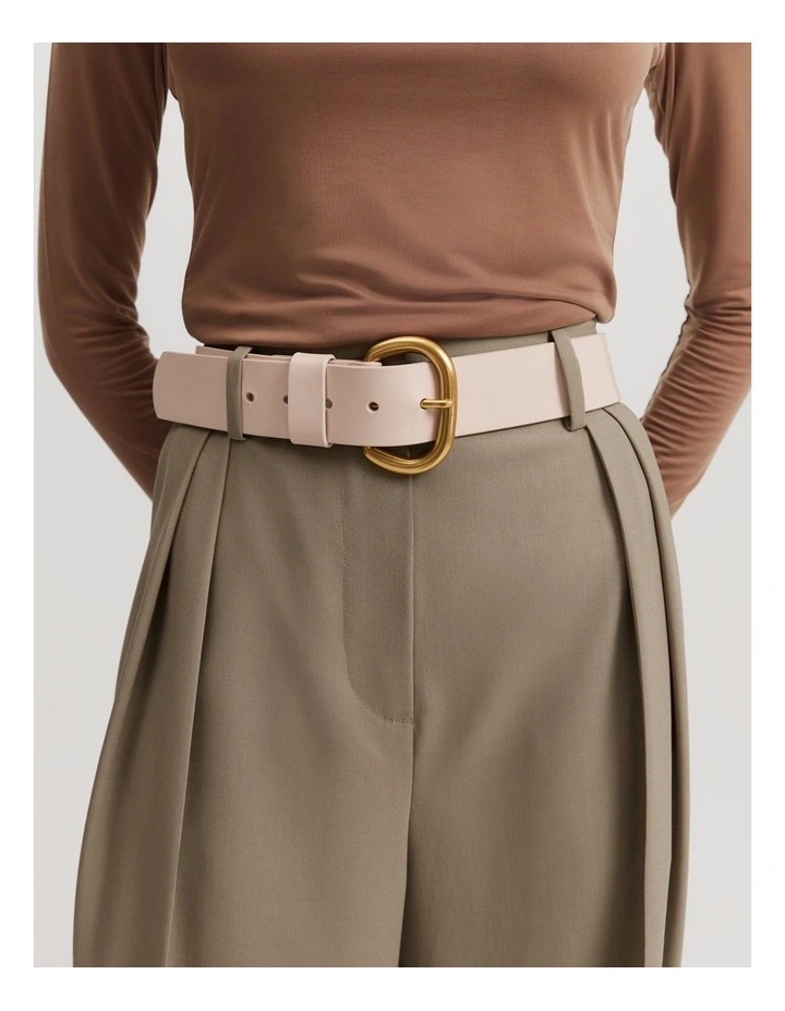 Solid Buckle Belt in Oat Milk image 2