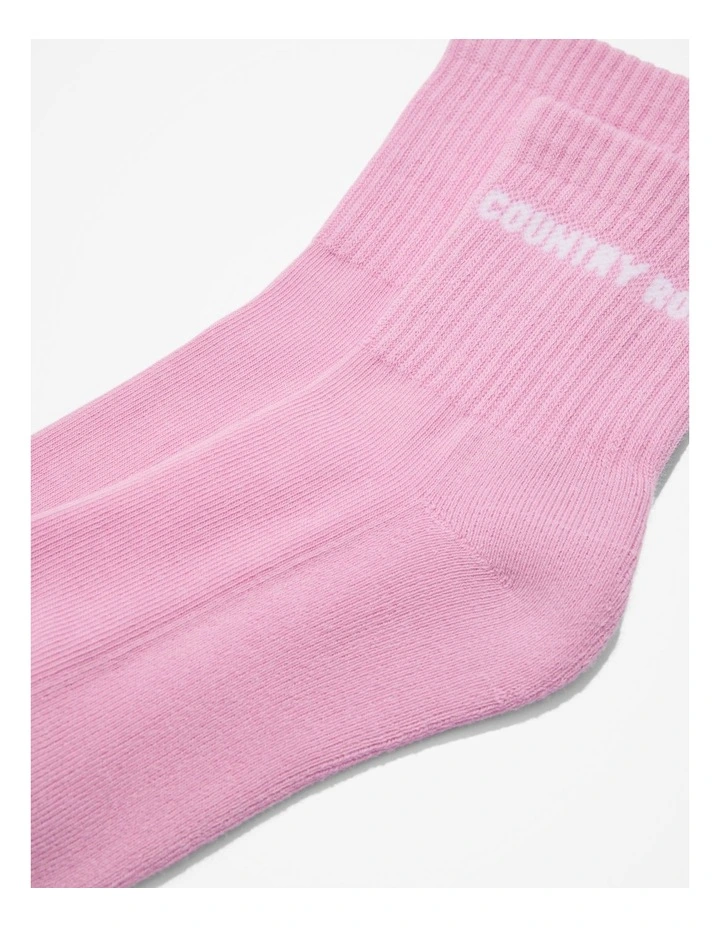 Country Road Australian Cotton Blend Cr Sport Quarter Crew Sock In Rose