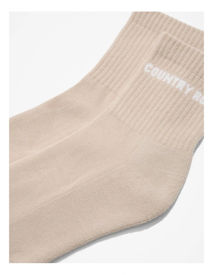 Country Road Australian Cotton Blend Cr Sport Quarter Crew Sock In Oat