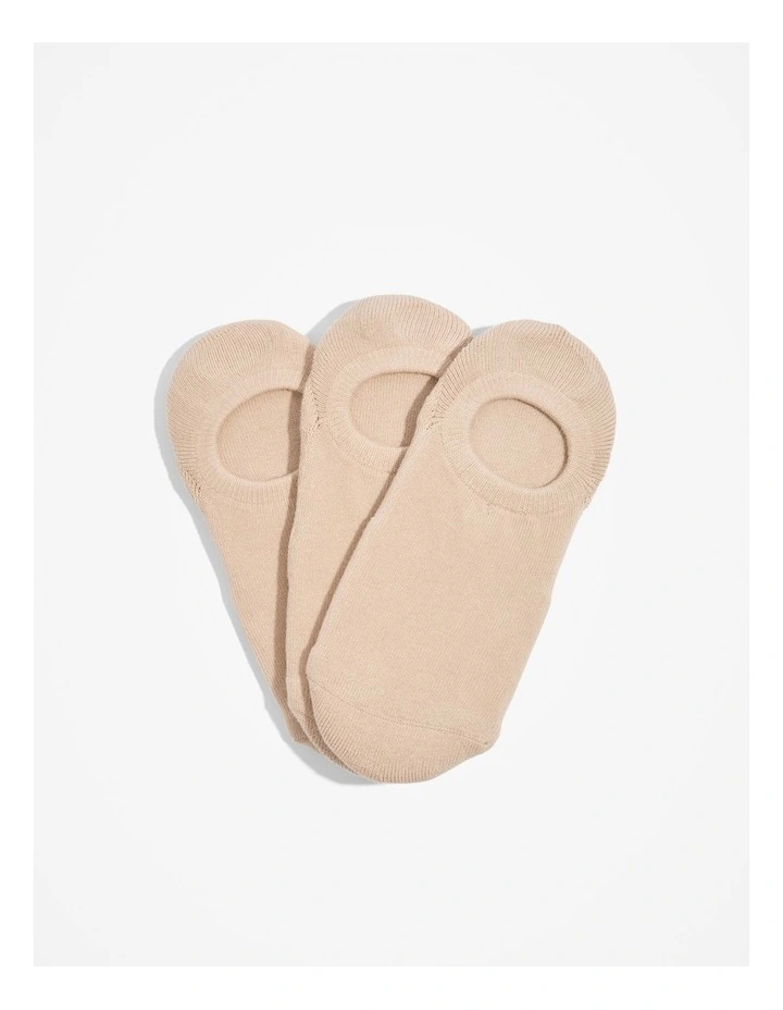 Australian Cotton Blend Cushion Sock Pack Of 3 in Oat Milk image 1