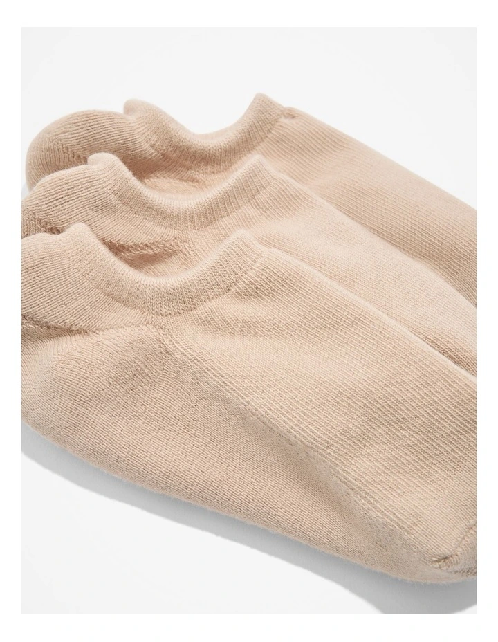 Australian Cotton Blend Cushion Sock Pack Of 3 in Oat Milk image 2