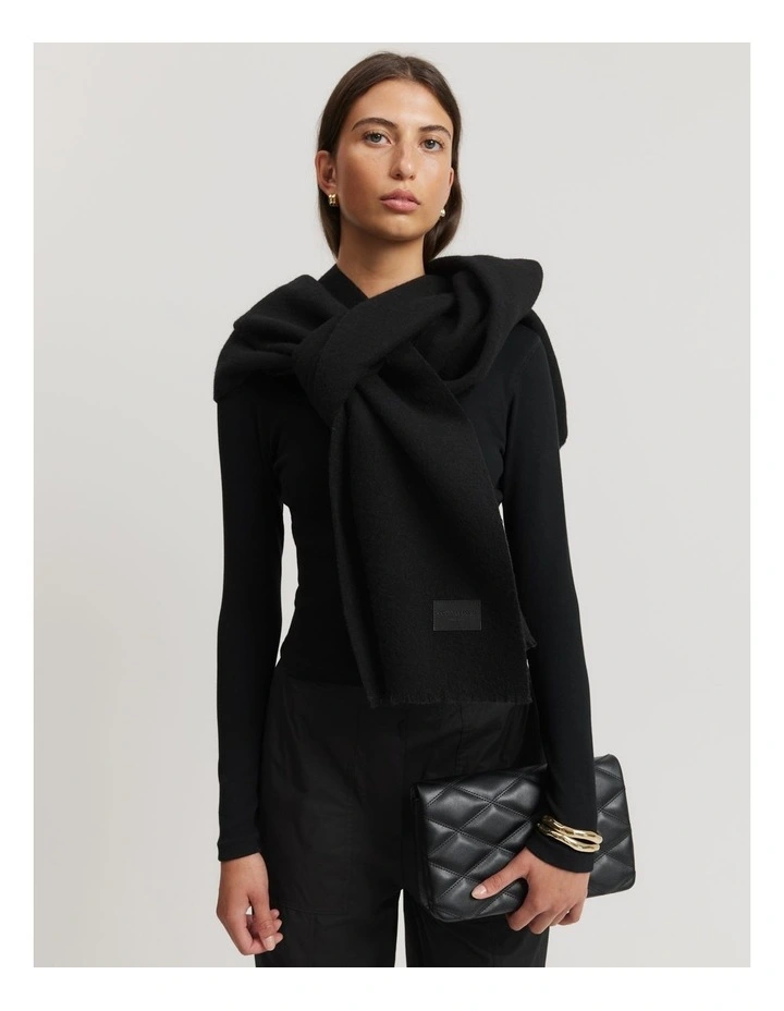 Woven Scarf in Black image 2